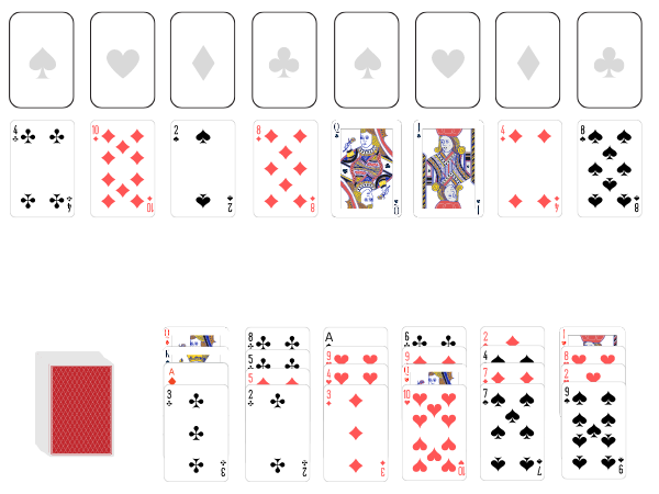 Algerian Solitaire set up: card layout