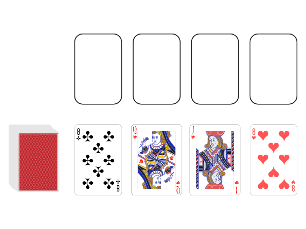 Amazons Solitaire set up: card layout