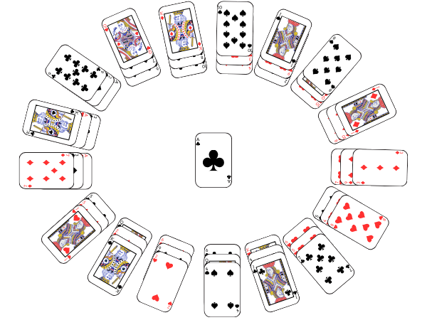Black Hole Solitaire set up: card layout