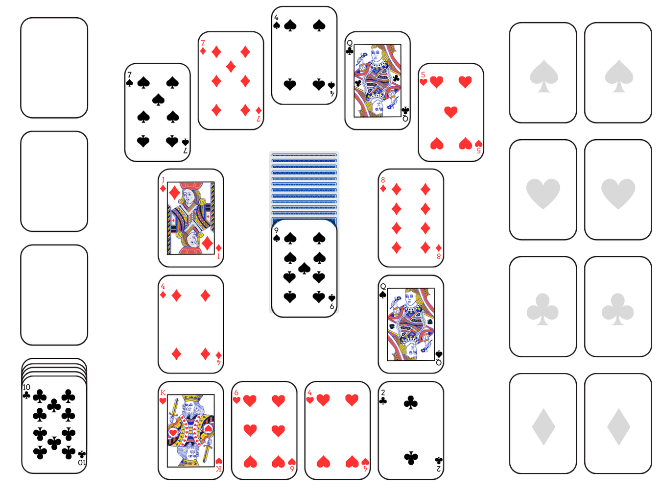 Casket Solitaire set up: card layout