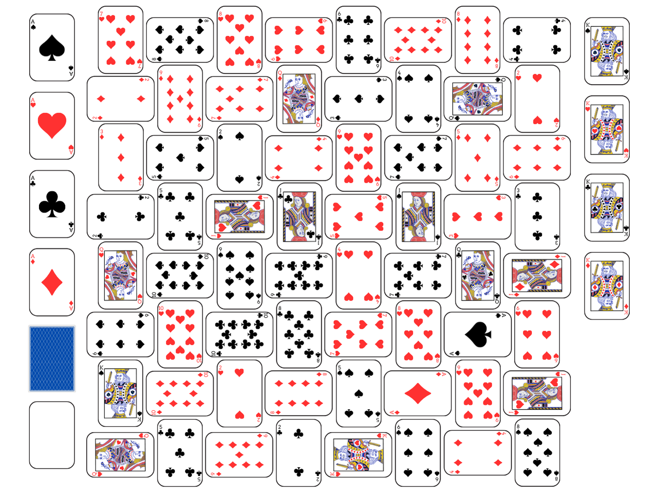 Crazy Quilt Solitaire set up: card layout