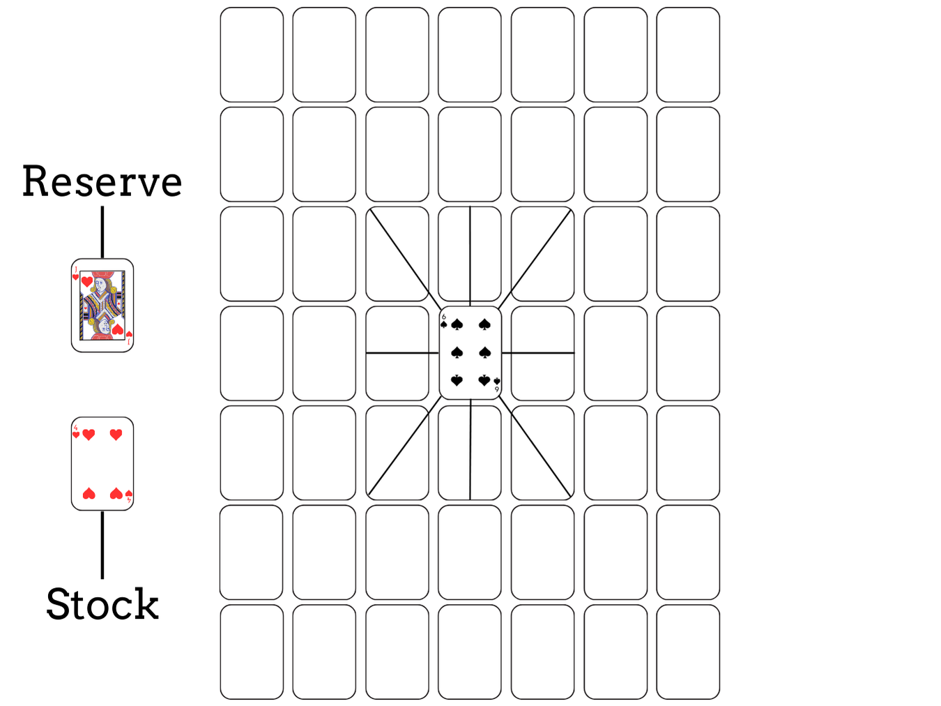 Crossword Solitaire set up: card layout