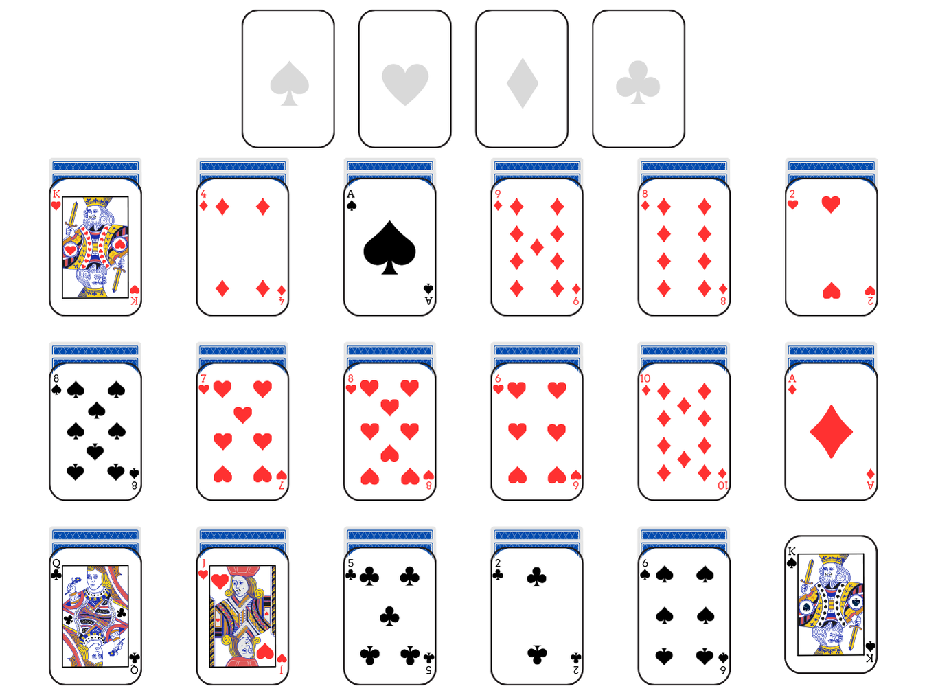 Demon Fan Solitaire set up: card layout