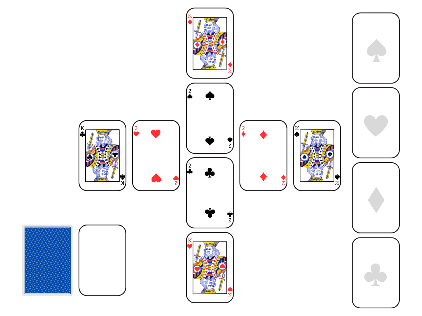 Idle Aces Solitaire set up: card layout