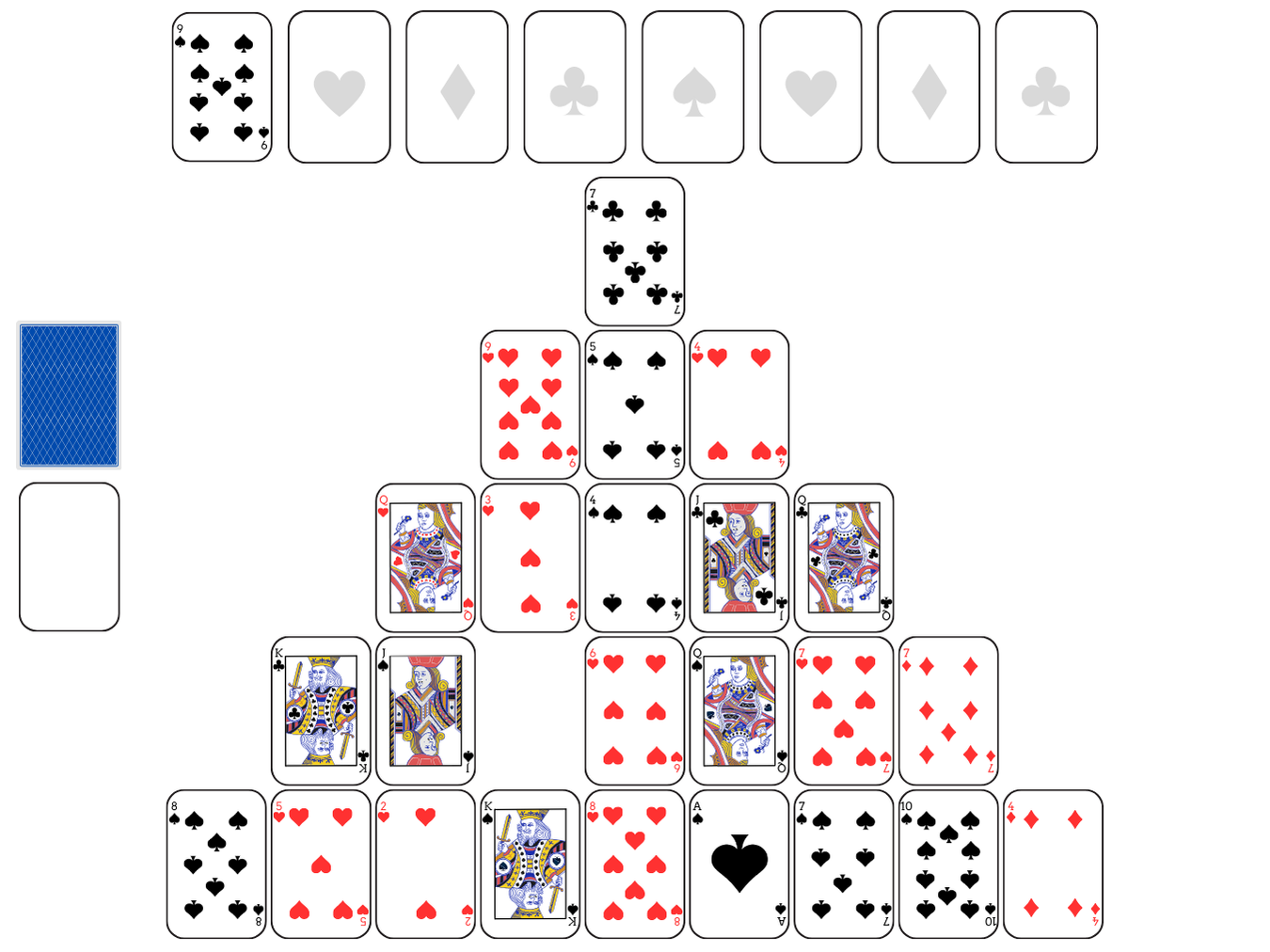 Khedive Solitaire set up: card layout