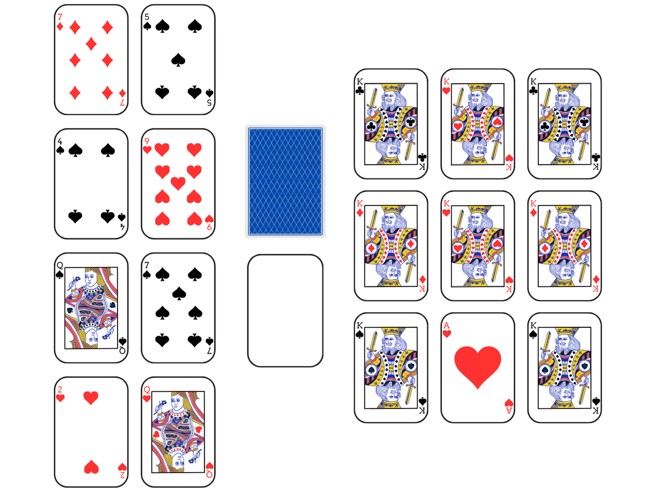 Sultan Solitaire set up: card layout