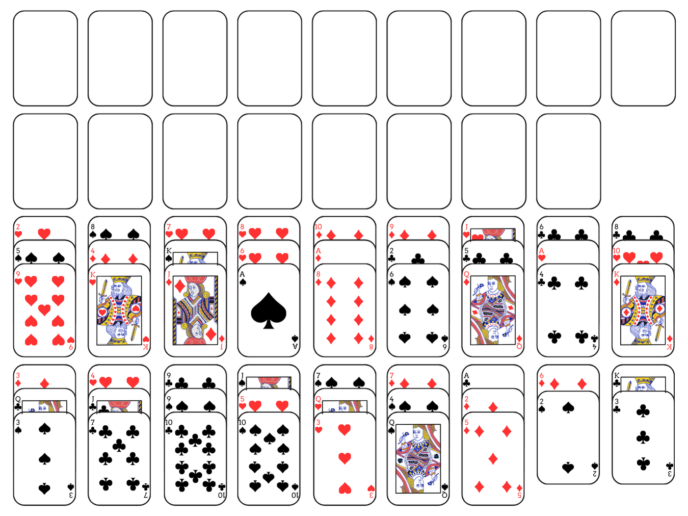 Triple Union Solitaire set up: card layout