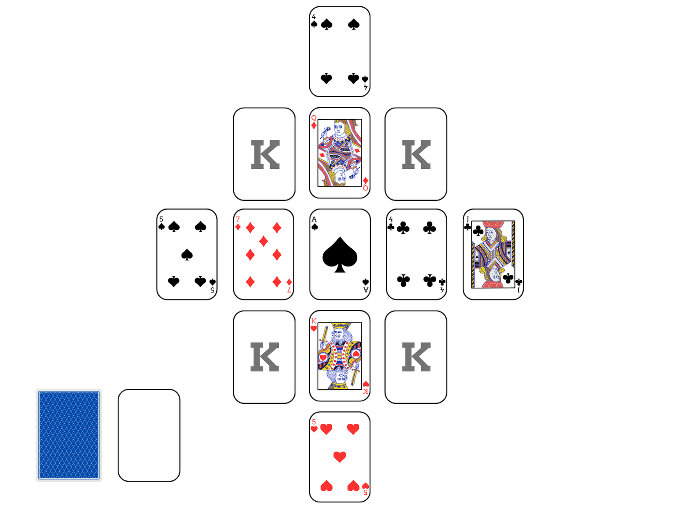 Windmill Solitaire set up: card layout